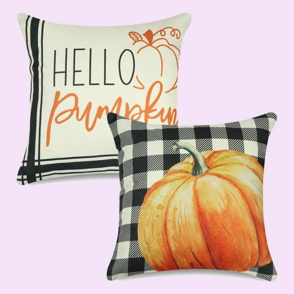 Happy Harvest Thanksgiving Throw Cushion Case Autumn Decor Fall Pillow Covers