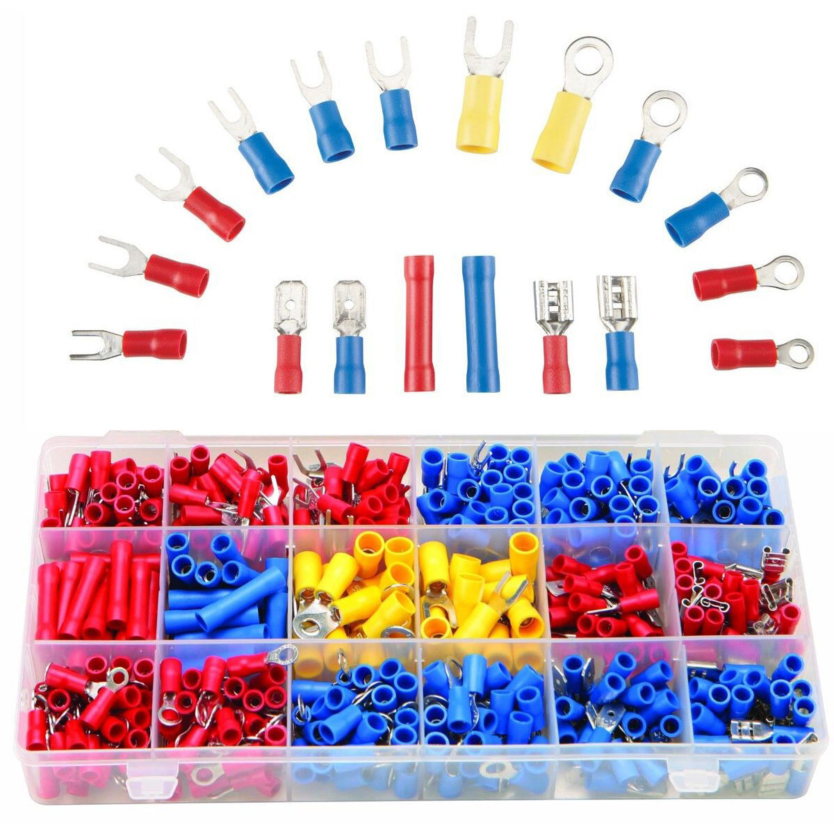 200Pcs Assorted Insulated Crimp Terminals Set Electrical Wiring Connectors Kit
