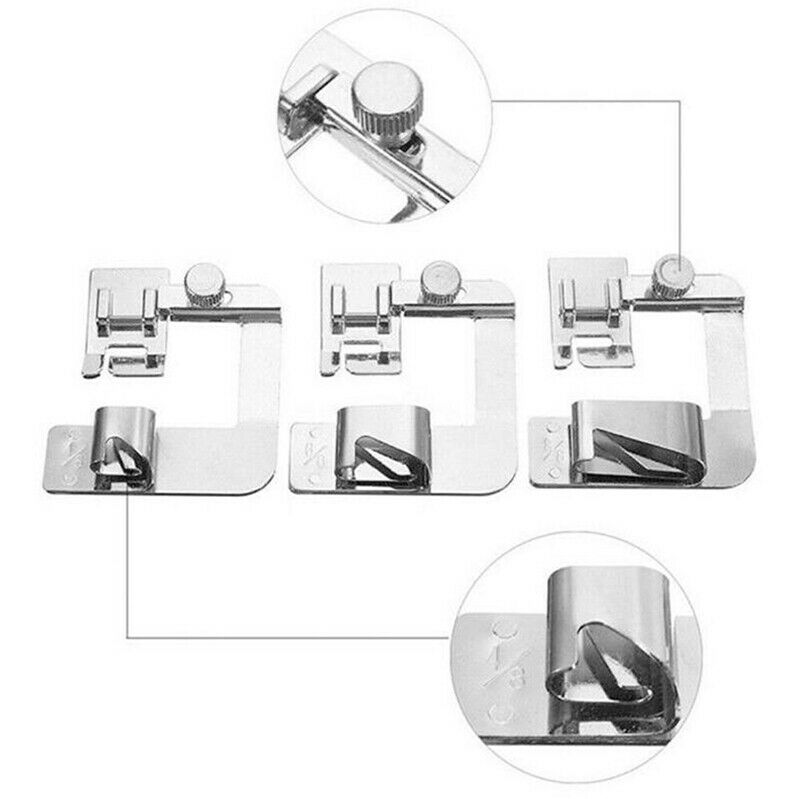 3Pcs/set Domestic Sewing Machine Foot Presser Rolled Hem Feet for Brother Sin SJ