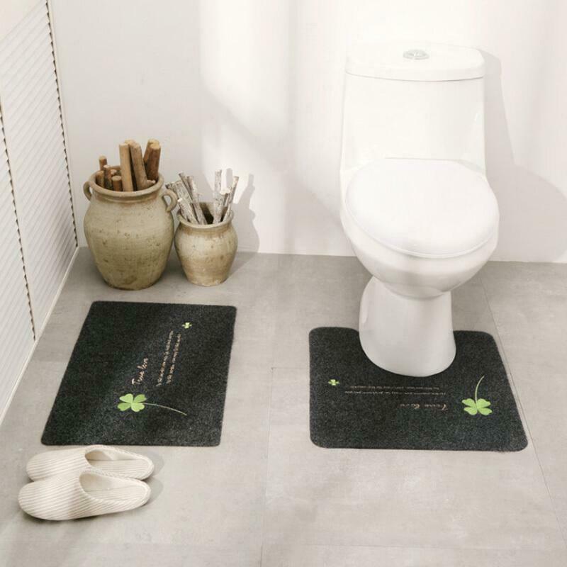 Home Bathroom Soft U-shaped Toilet Floor Rug Non-slip Cotton Doormat Rugs