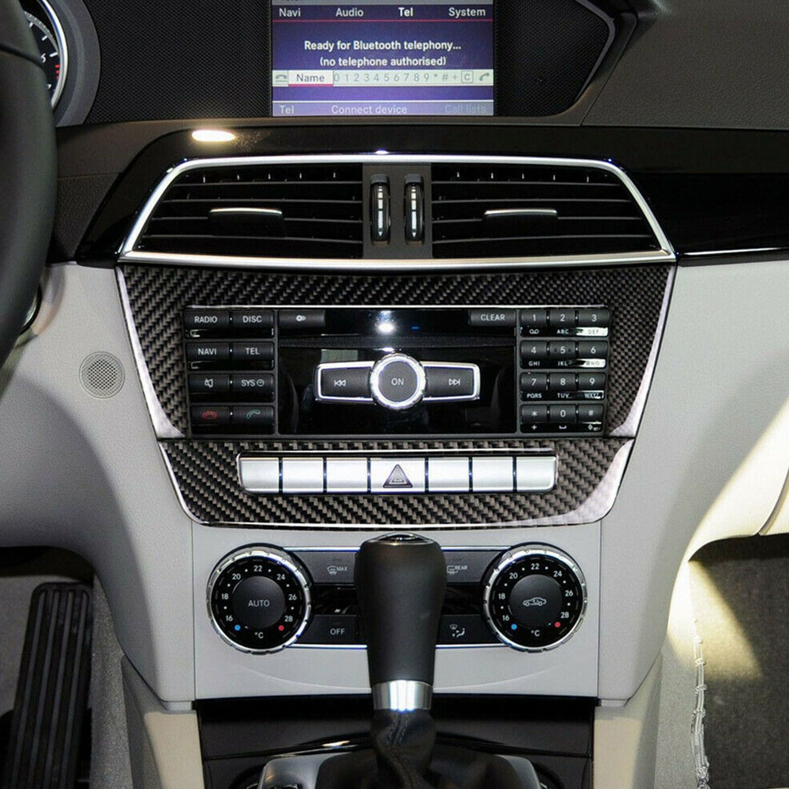 Carbon Fiber Center CD Control Panel Cover For Mercedes Benz C Class W204 11-13