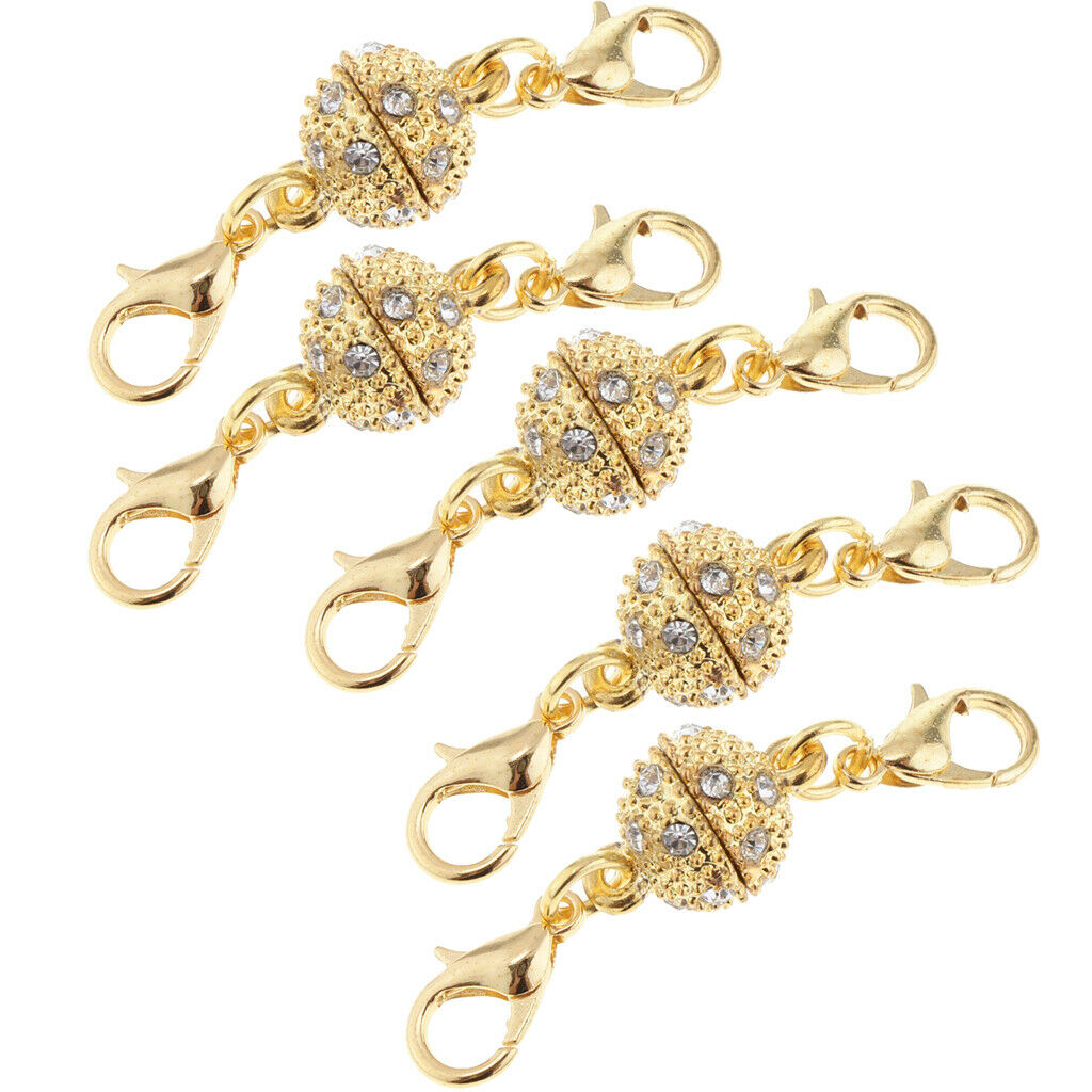 10Pcs 8mm Crystal Round Ball Lobster Clasp Hook Magnetic Connector Craft DIY