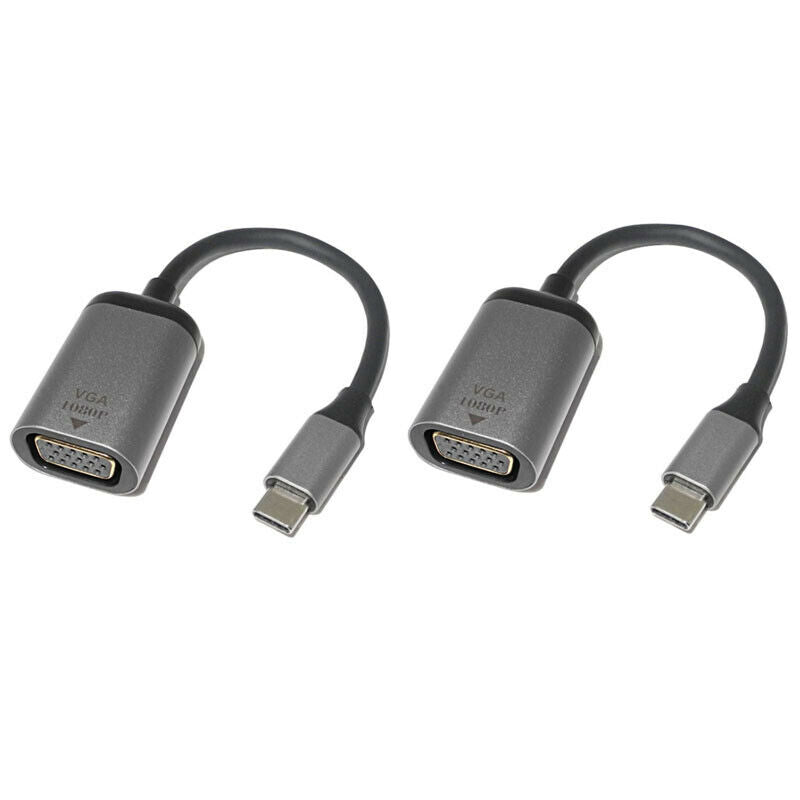 2Pcs Type-C to VGA Adapter Cable Typec to VGA  Converter USB3.1 Extend 1080P VM3