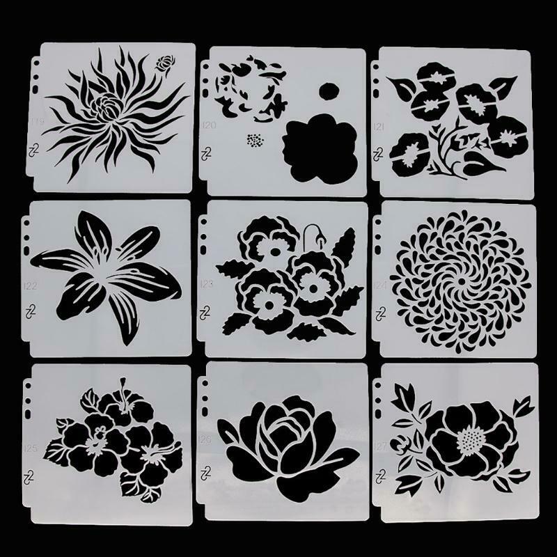 9pcs/set Flower DIY Layering Painting Stencils Templates Scrapbooking Embossing