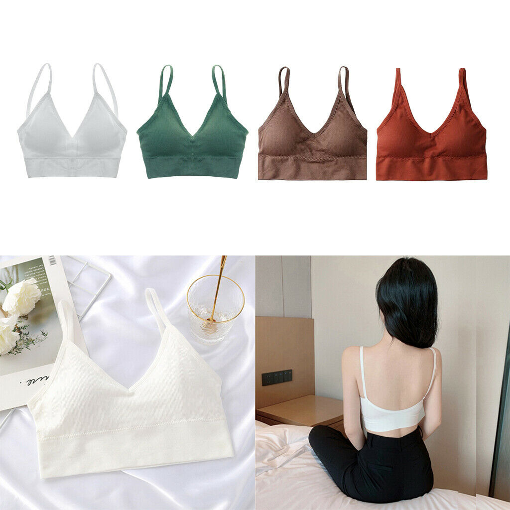 4pcs Womens Girls Bralette Spaghetti Straps Comfort Bra Bustier Crop Top