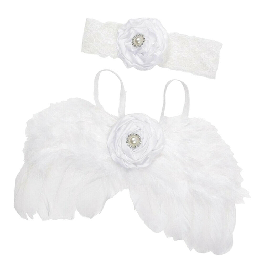 1 Set Lovely Baby Angel Wings Costume Photo Prop Fairy Feather White