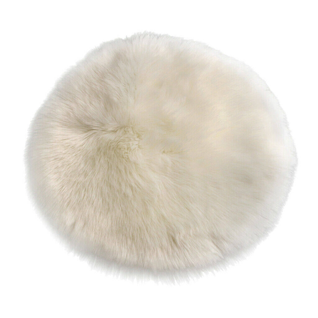 2x Round Faux Fur Seat Cushion Artificial Sheepskin Floor Rug Car Mat Pad