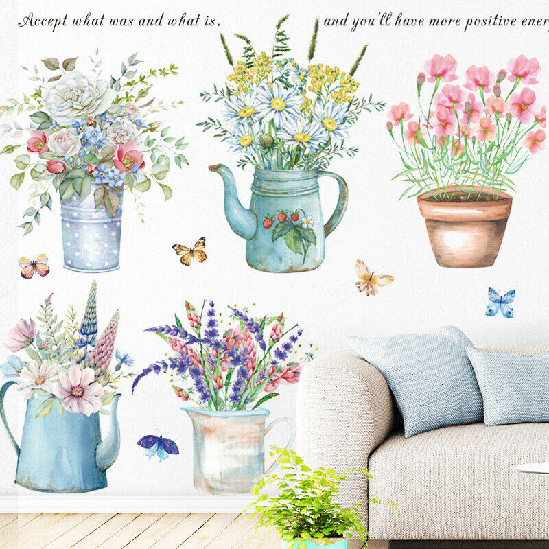 Creative Flower Potted Wall Stickers Bedroom Baseboard Removable Wall Decals Tt