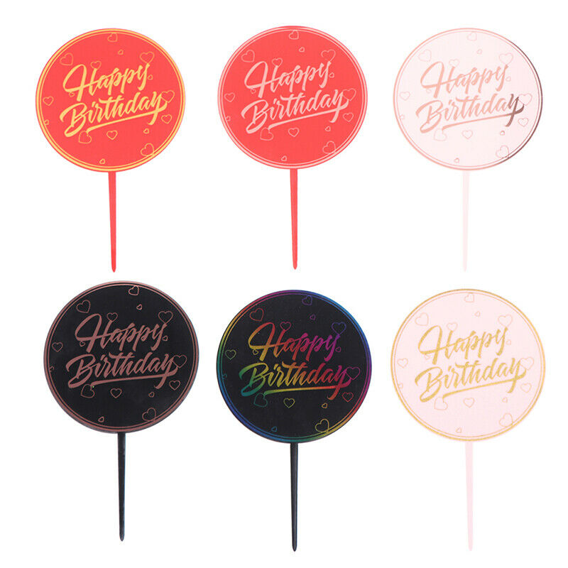 Colorful Printed Happy Birthday Cake Topper Cupcake Toppers for Birthday .l8