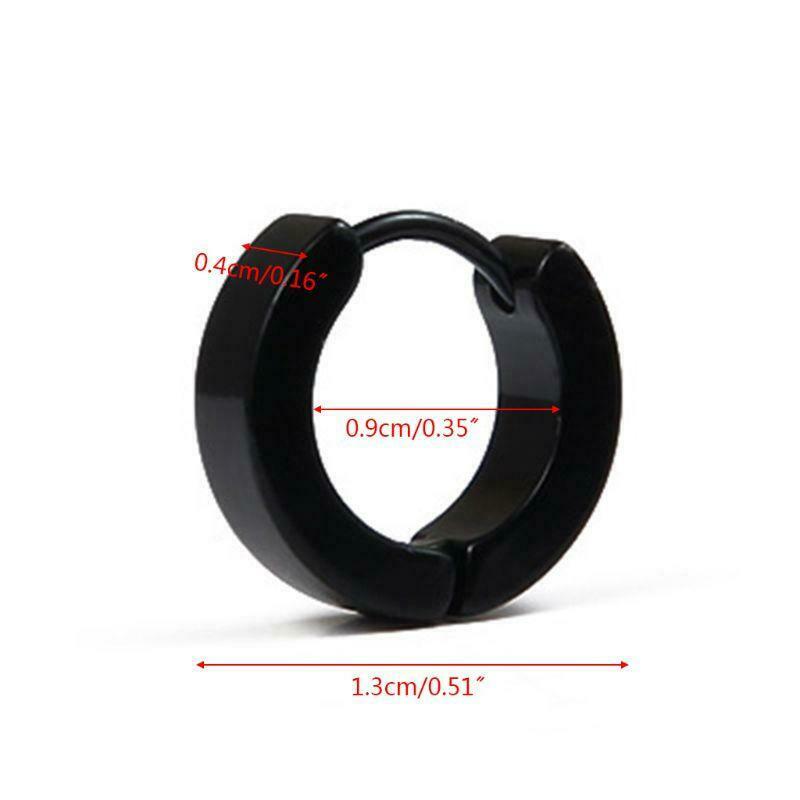 Black Matt Stripe Stainless Steel Hoop Earrings Titanium Steel for Men & Women