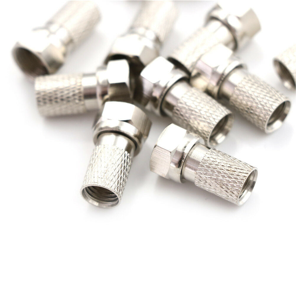 10X RG6 F Plug Connector Satellite Virgin SKY TV Screw Twist Coax Cable Ae.l8