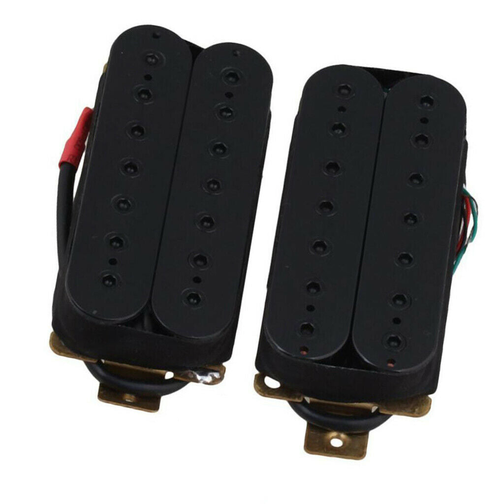 2PCS 7 String Double Coil Neck Bridge Pickup Guitar Humbucker Kit Black