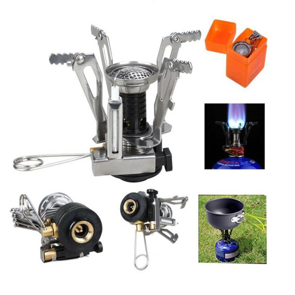 Portable Aluminum Outdoor Cookware Mess Kits Pot Pan Mini Stove Camp Equipment