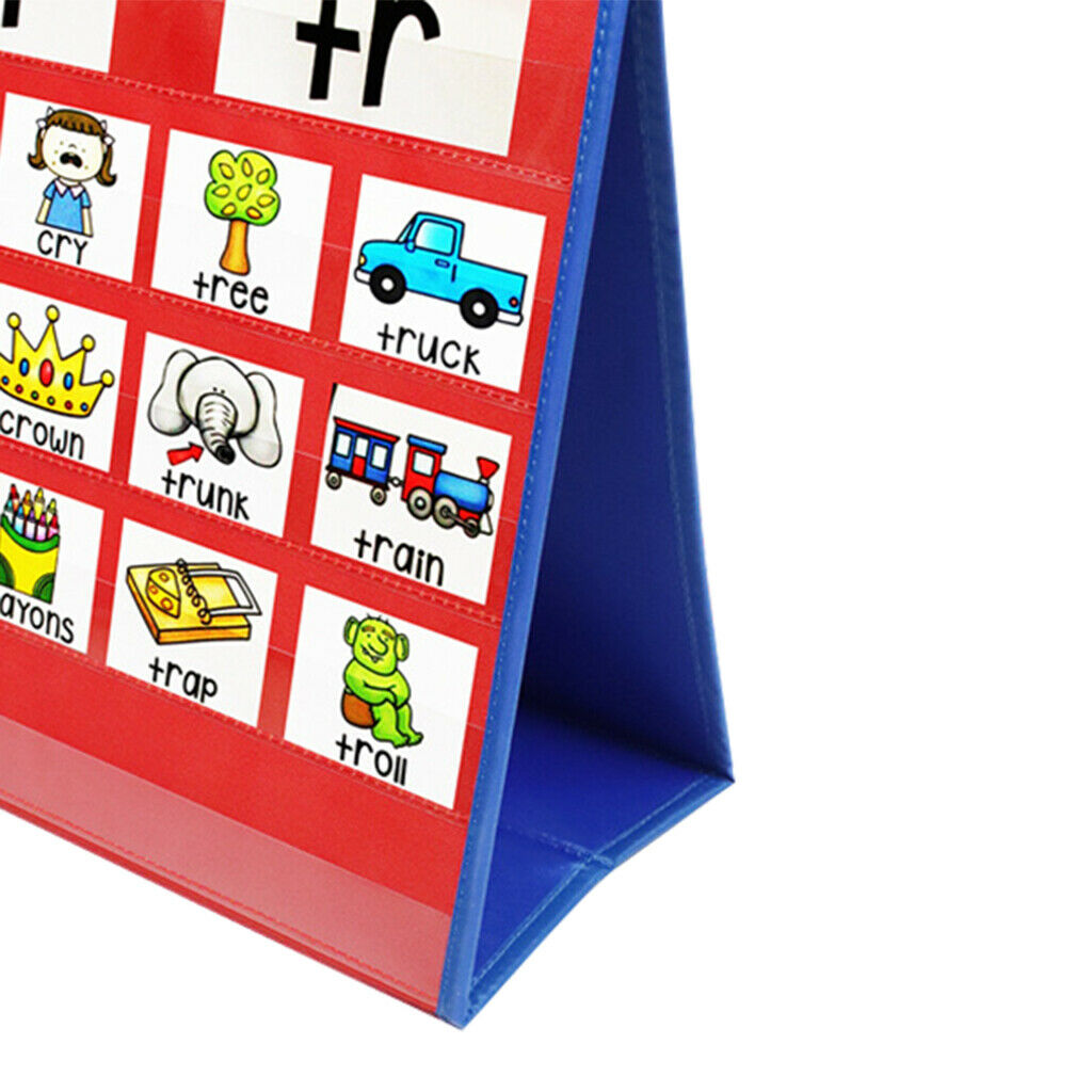 Self-standing desktop pocket chart, double-sided tabletop pocket chart