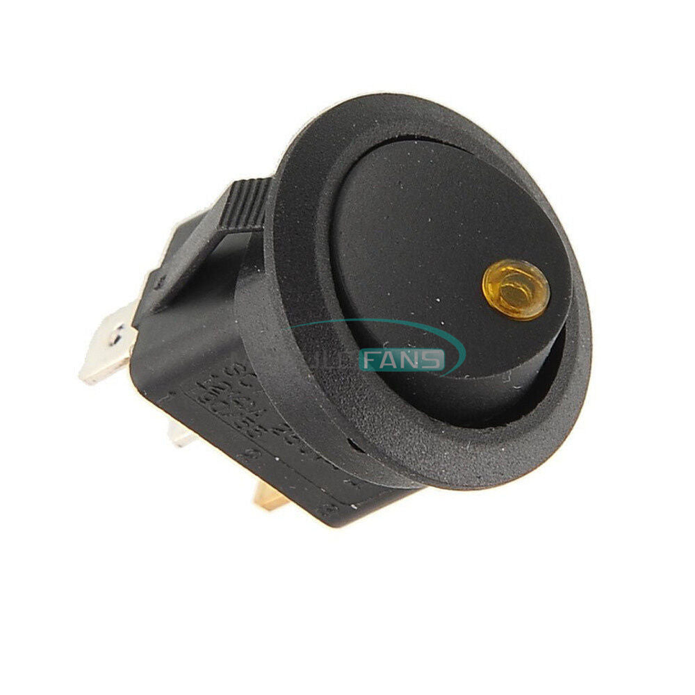 10PCS Yellow AC 125V/250V 3 Pins Car Round Dot LED Light Rocker Toggle Switch