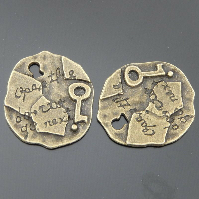 20 pcs Antiqued Bronze Treasure Map Metal Alloy Charm Pendant Findings 19*17*1mm