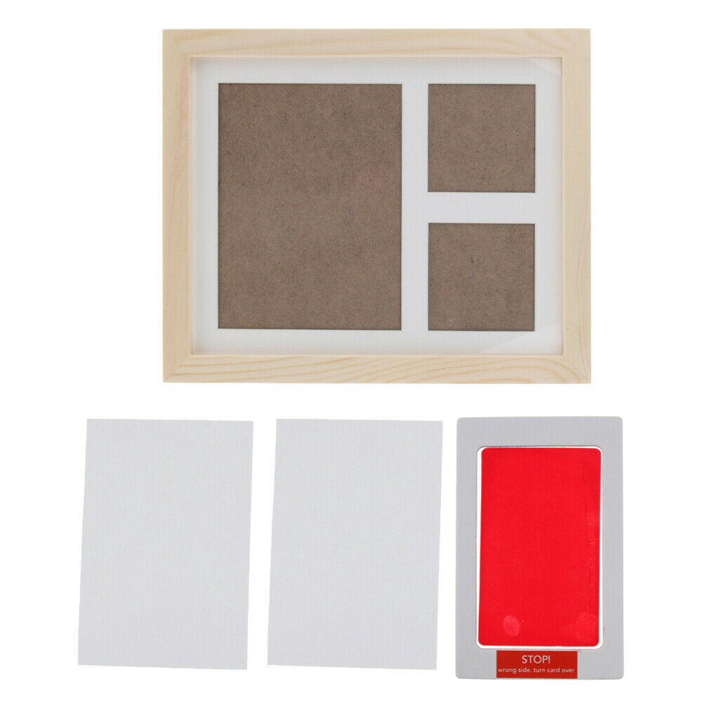 Baby Handprint Footprint Pictures Keepsake Photo Frame-Crude Wood Red