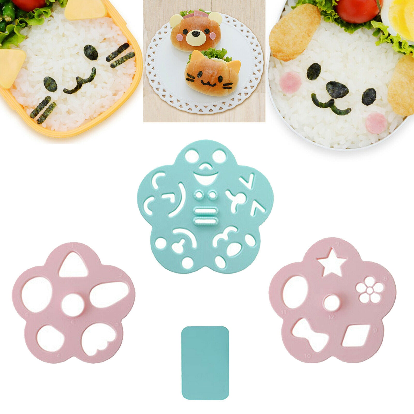 Nori Kitchen Rice Decor Maker Kit Mould for Baby Meal Cute Bento Lunch Make