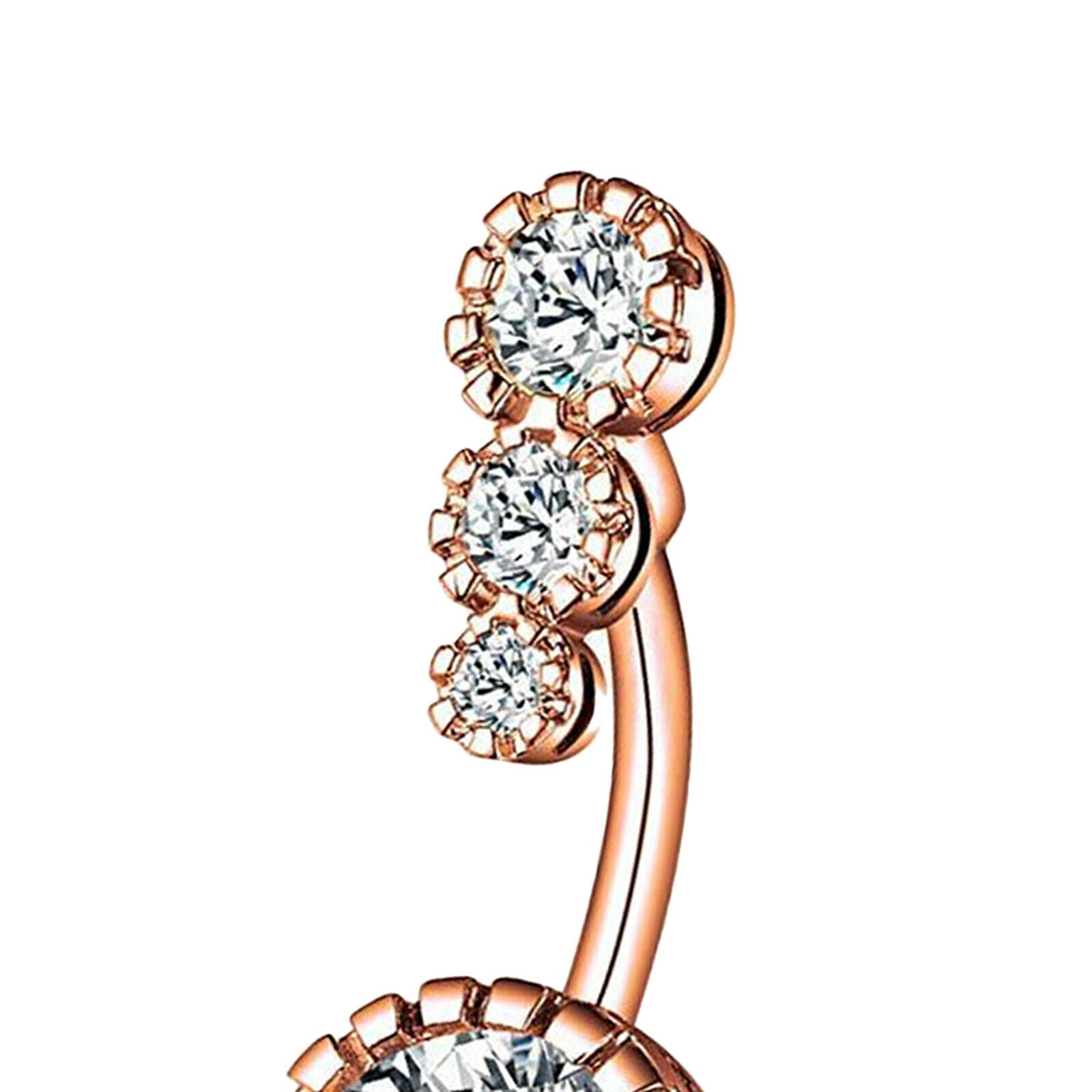 Womens Belly Button Rings Crystal Stainless Steel Rose Navel Ring Bars Body