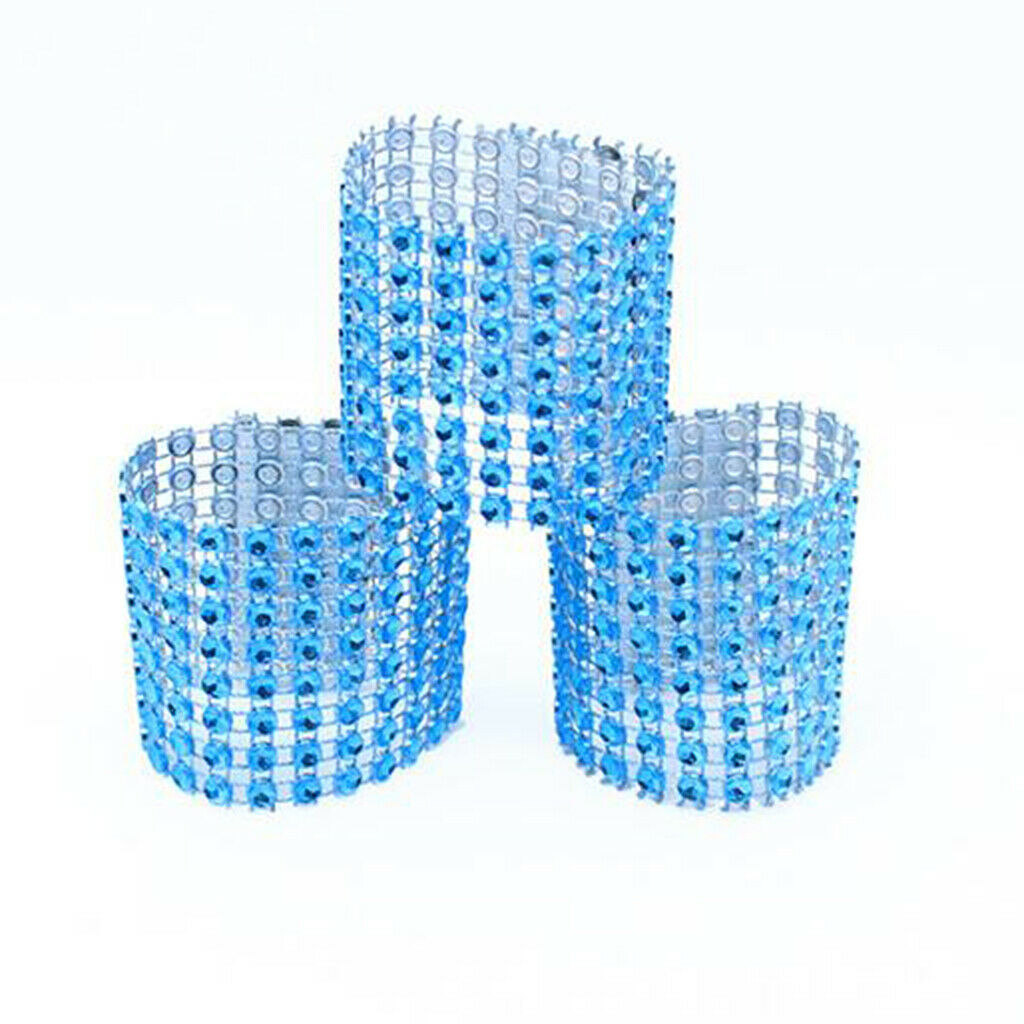 10PCS crystal rhinestone napkin ring holder self-adhesive wrap band blue