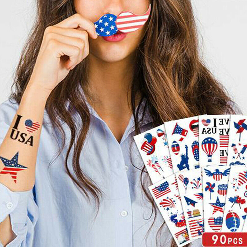 Fourth of July Temporary Tattoos Independence Day Tattoo Stickers Decals .l8