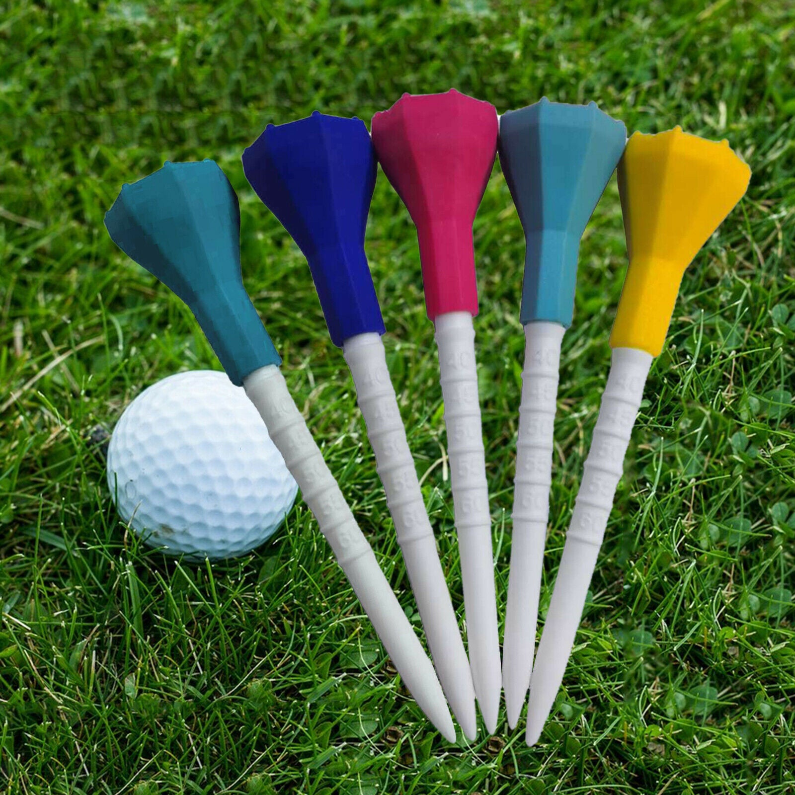 5Pack Golf Tees 3.4inch Unbreakable Big Cup Colored Golf Tee Golf Practicing