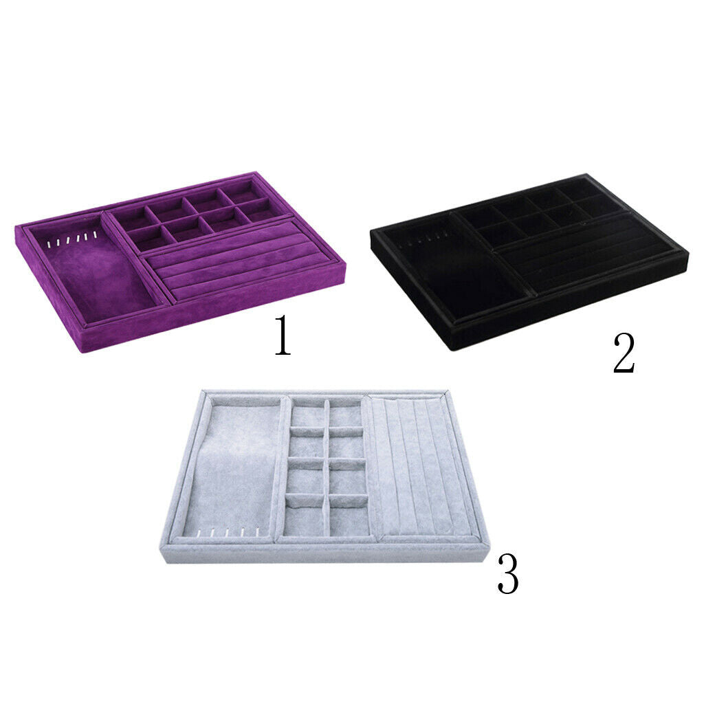 Velvet Jewelry Box Necklace Rings Display Holder Storage Organizer Purple