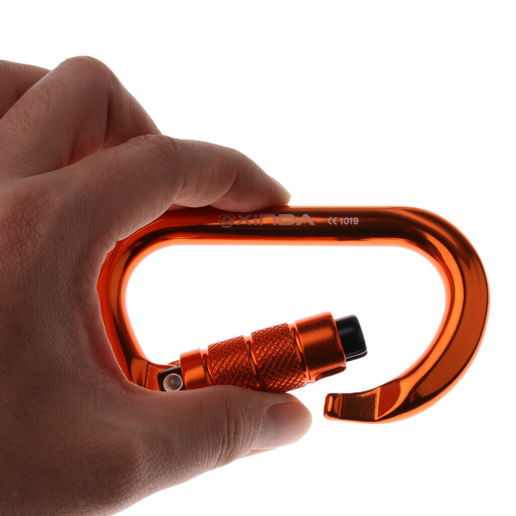 2x 25KN Outdoor Rock Climbing Security Safety Buckle Carabiner Hook  Locking