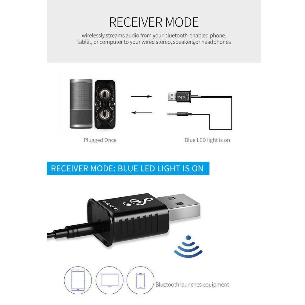 1x USB Bluetooth 5.0 Sender EmpfÃ¤nger Adapter TV PC Auto AUX Lautsprecher Dongle