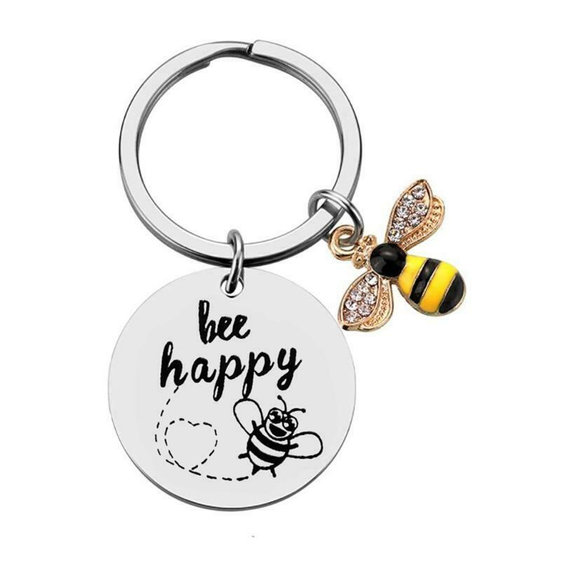 Bee Happy Keychain Bee Jewelry Bee Gifts for Bee Lovers Beekeepers and Teachers