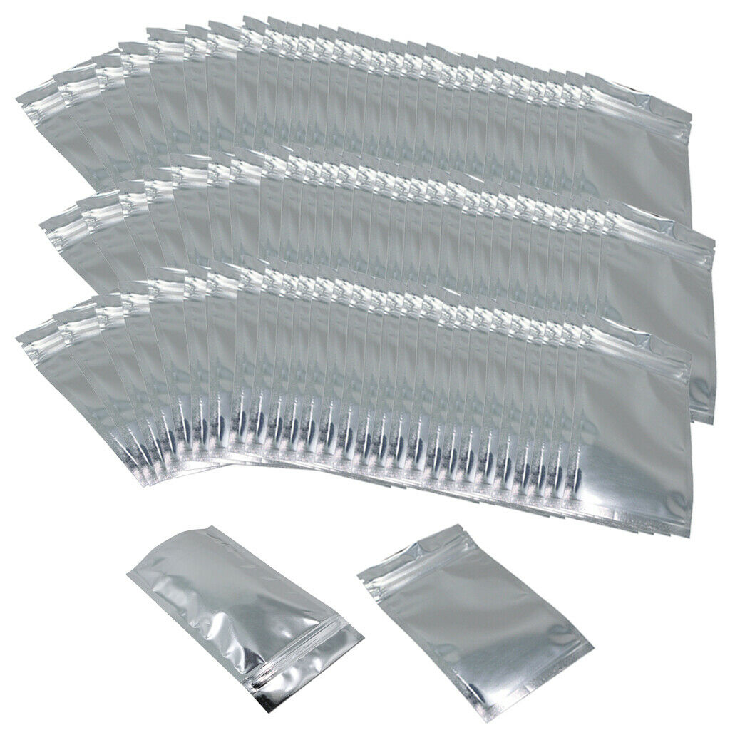 100x Zip Mylar Bag Aluminum Foil Food Storage Pouches for Beans Nuts 18x26cm