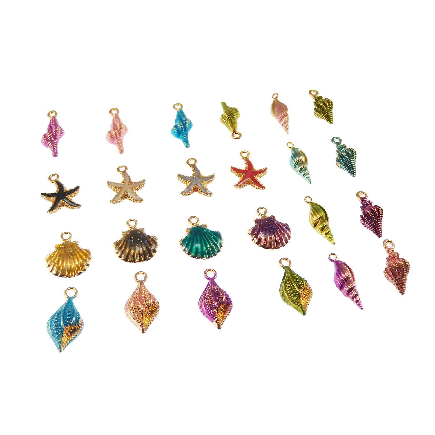 20 Mix Shells Charms Enamel Seashells Pendant DIY Nautical Jewelry Craft 1-2cm