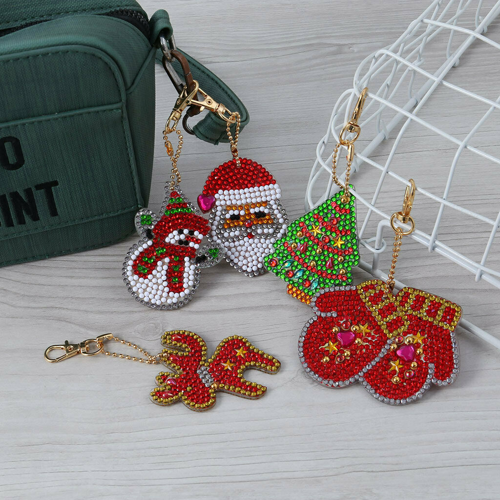 5pcs 5D Full Drill Special Shaped Diamond Painting Keychain Pendant Decors