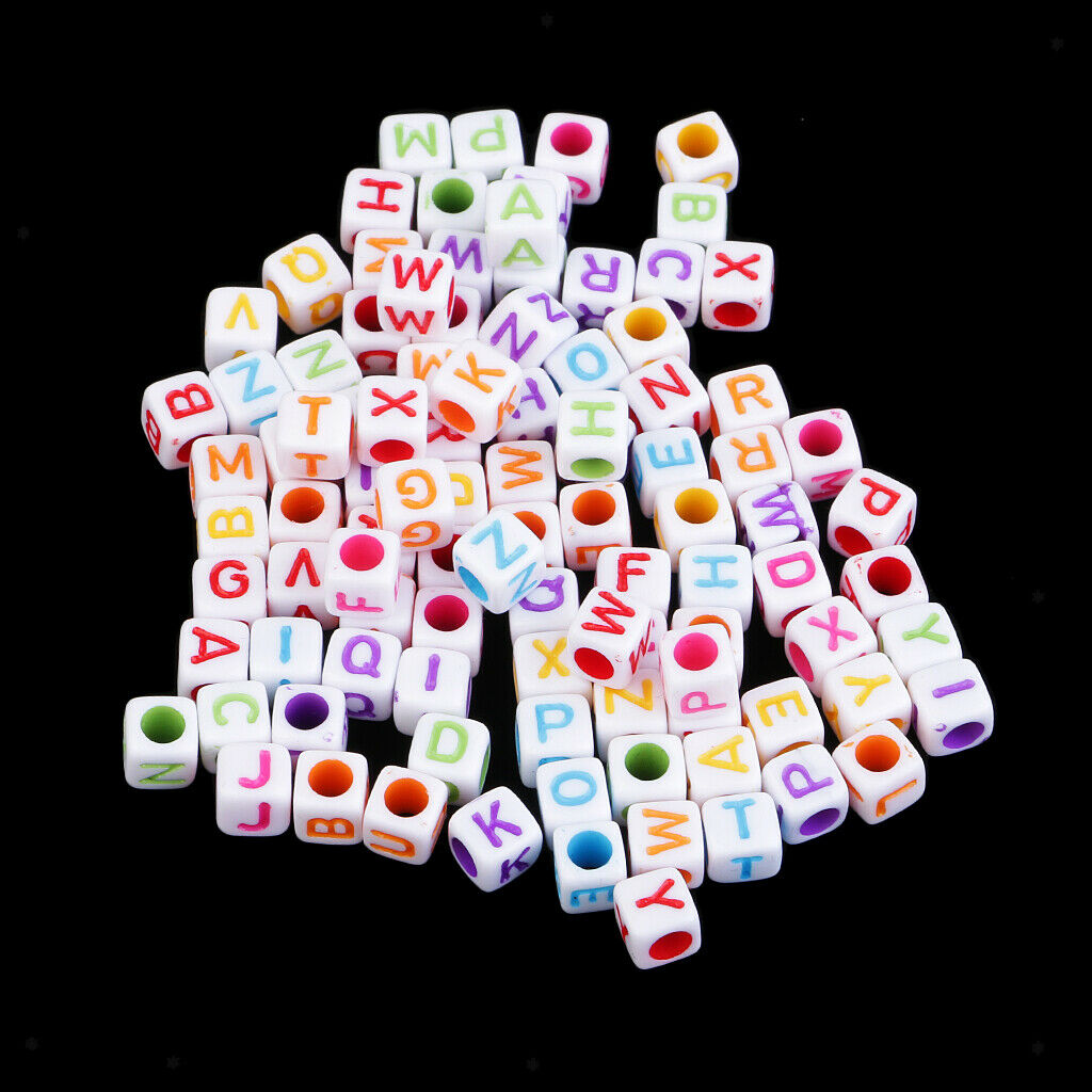100pcs Cubed Uppercase Alphabet Beads DIY Word Message Children