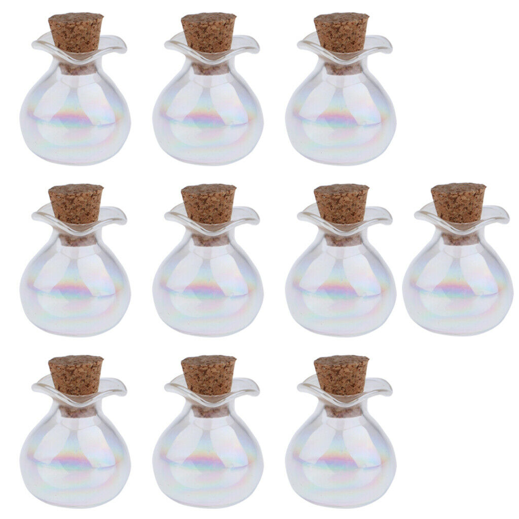 10x Mini Glass Bottles Jars Vials with Cork Stopper Wishing Bottles