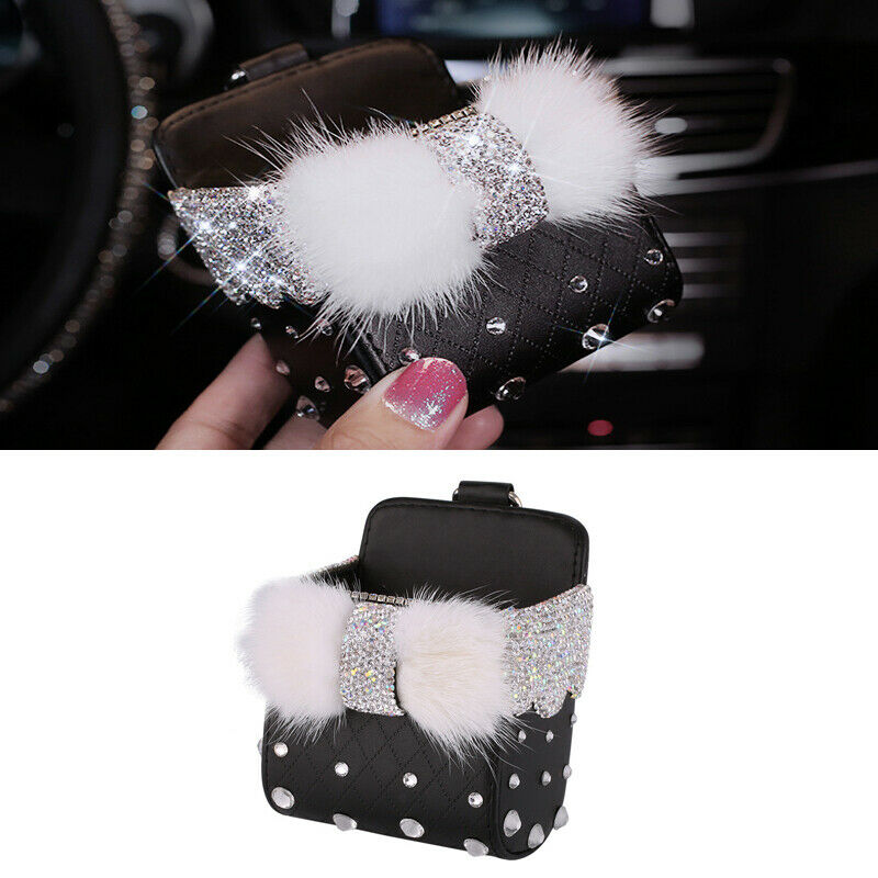 Bling Diamond Car Air Conditioner Outlet Storage Hanging Bag Mobile Phone Holder