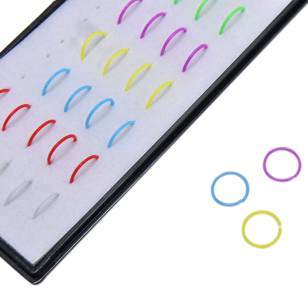Wholesale 40pc 1Box Multi Acrylic Nose Studs  Ring Hoop Body Piercing Jewelry Rf