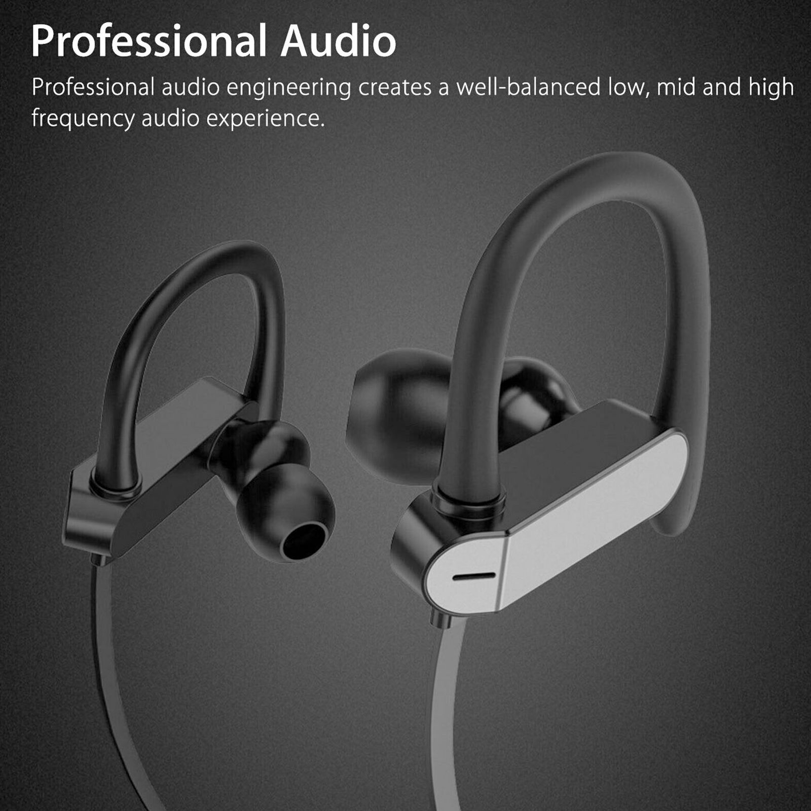 3.5mm Ear Hook Wired Sports Stereo Earphone Over Ear Earbuds Headphones w/Mic QE