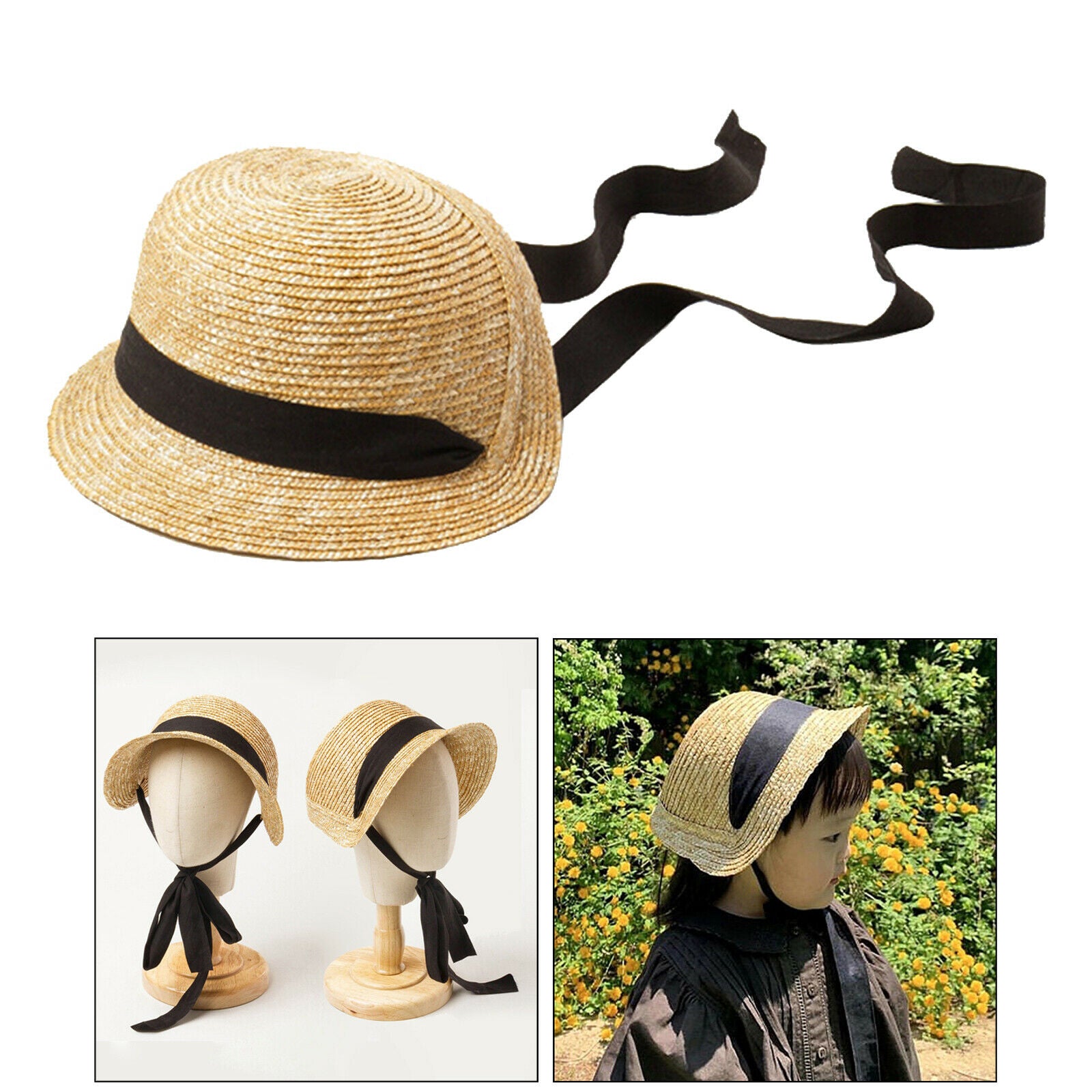 Children Visor Sun Hat Girls Summer Straw Baseball Cap Kids Beach Bucket Hat