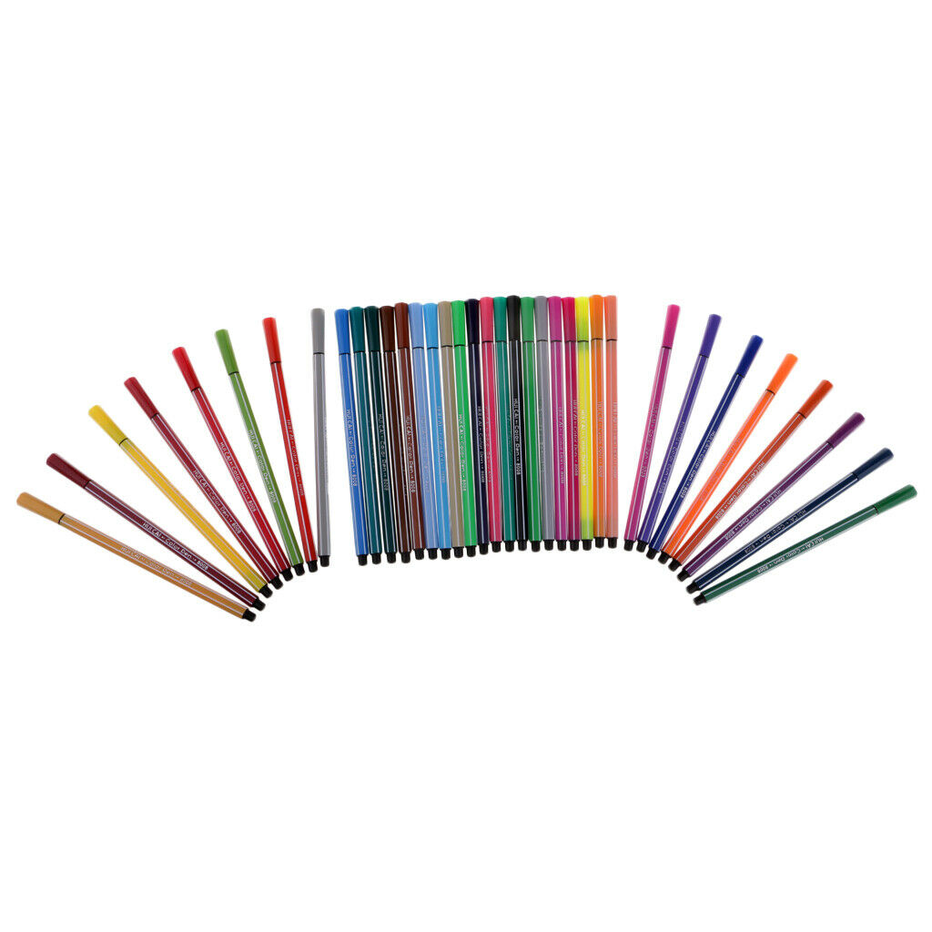 36 Pieces Fibre Felt Tip Coloring Pen Washable Ink for Kids Drawing Graffiti