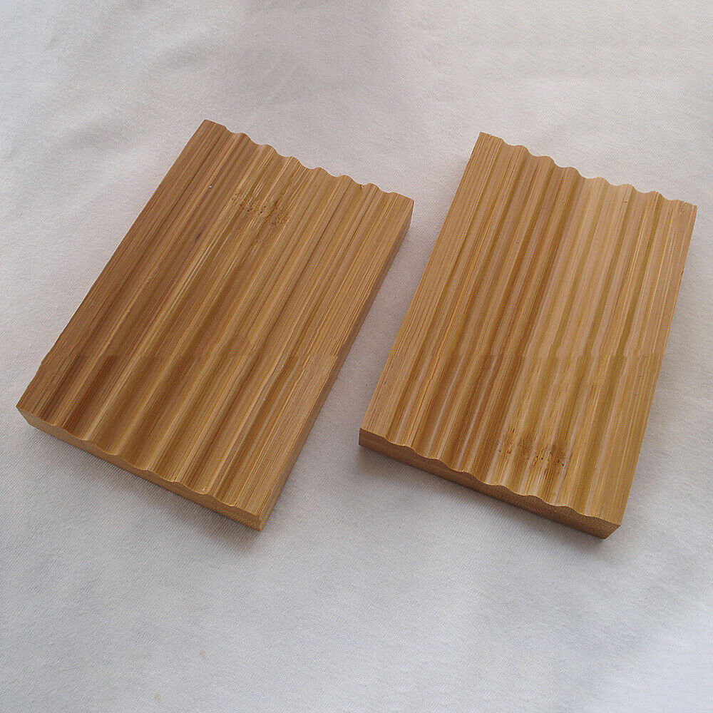 1Pc Wooden Soap Dish Holder Groovy Corrugated Tray Rack Storage Box Bathroom