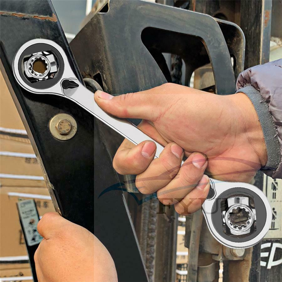 1x 8 in 1 Spanner Wrench Ratchet Ring Box Set 7-14MM Tool Mechanic Car Garage