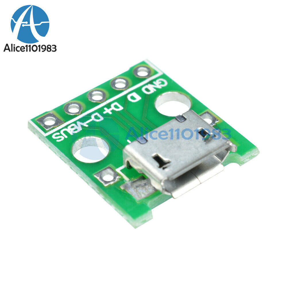 2PCS Female MICRO USB to DIP 5-Pin Pinboard 2.54mm micro USB type