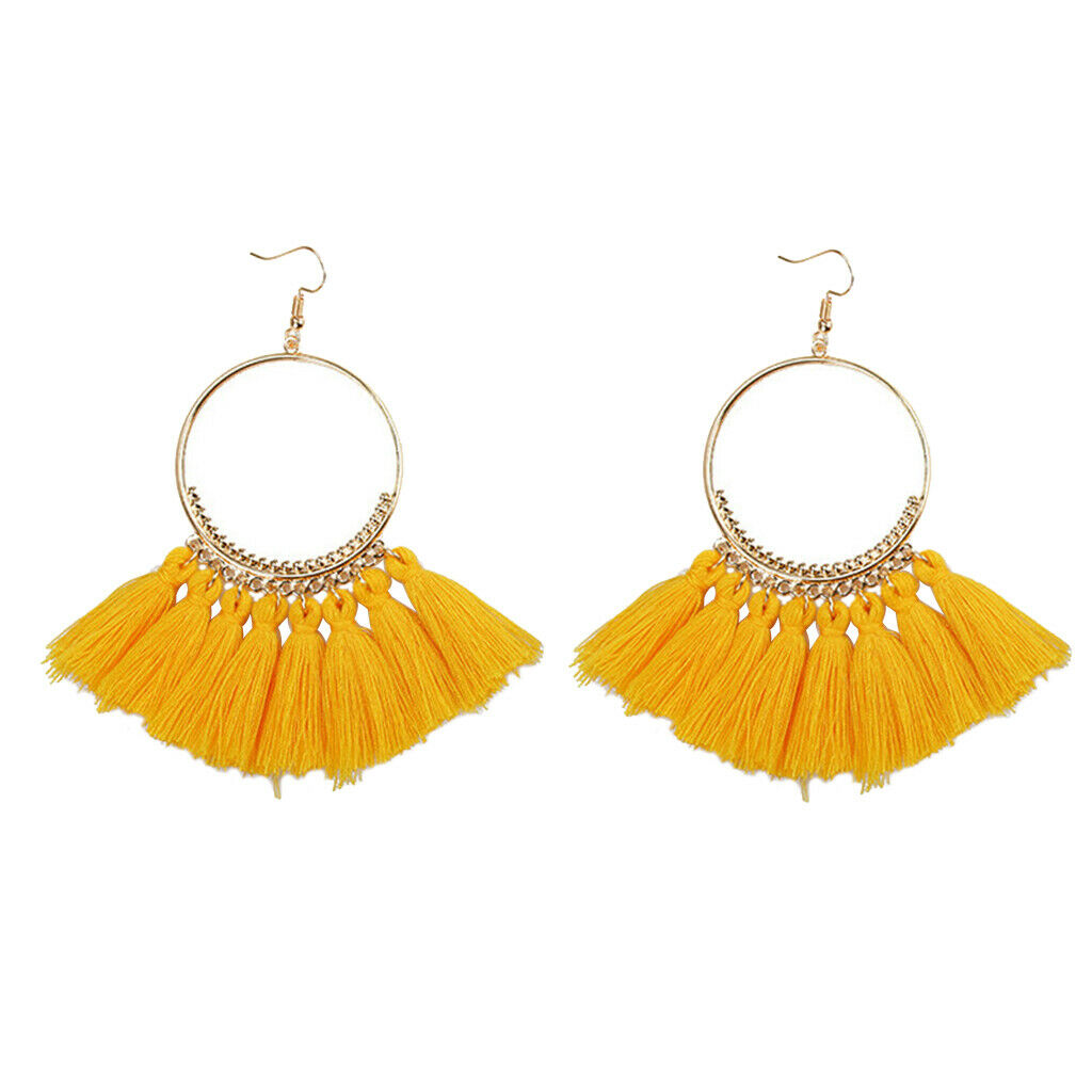 1Pair Drop Earrings Women Dangle Earrings Glaze Glass Droplets Yellow