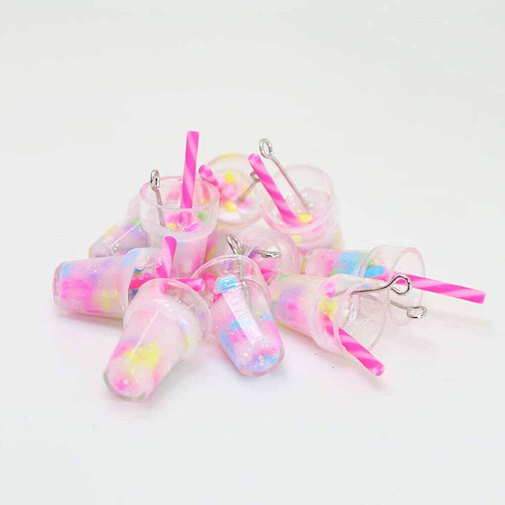 10Pcs Mini Milk Tea Charms DIY Epoxy Earrings Pendants Jewelry Craft Making Tool