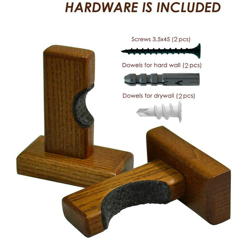 2 Set of Wooden Baseball Bat Rack Wall Mounted Softball Stick Holder Stand
