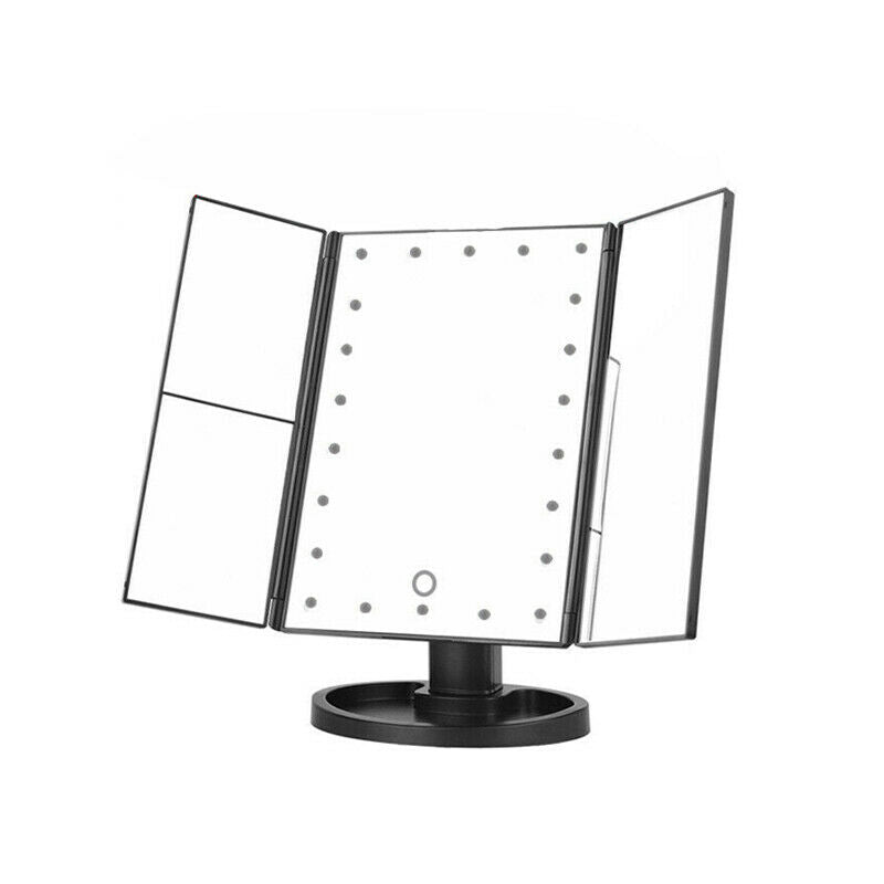 Makeup Mirror With 22LED Lamp Touch Magnifying Tri Fold Standing Lights T3  BS5