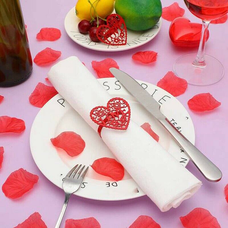 8 Pcs Valentine's Day Napkin s,Red Heart Napkin Holder s for Holiday Party WY1K9