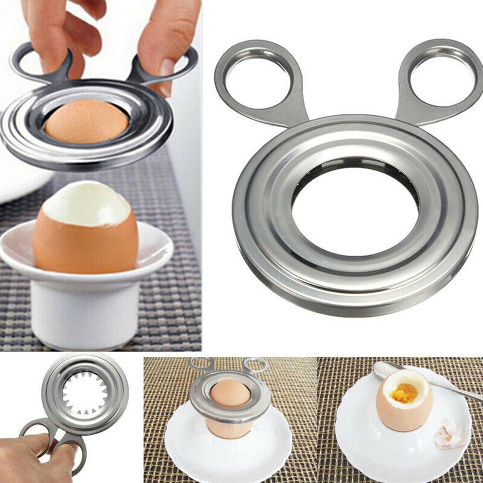 Stainless Steel Boiled Egg Shell Opener Topper Cutter Remover Cracker Kitchen