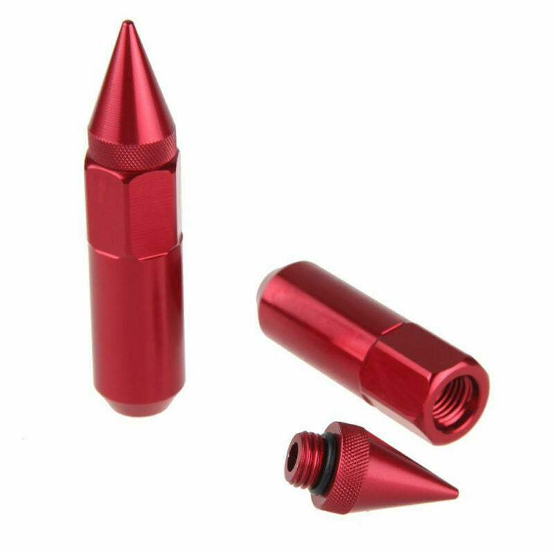 20pc Red M12X1.25 Aluminum Spiked 60mm Extended Tuner Wheels / Rims Lug Nuts
